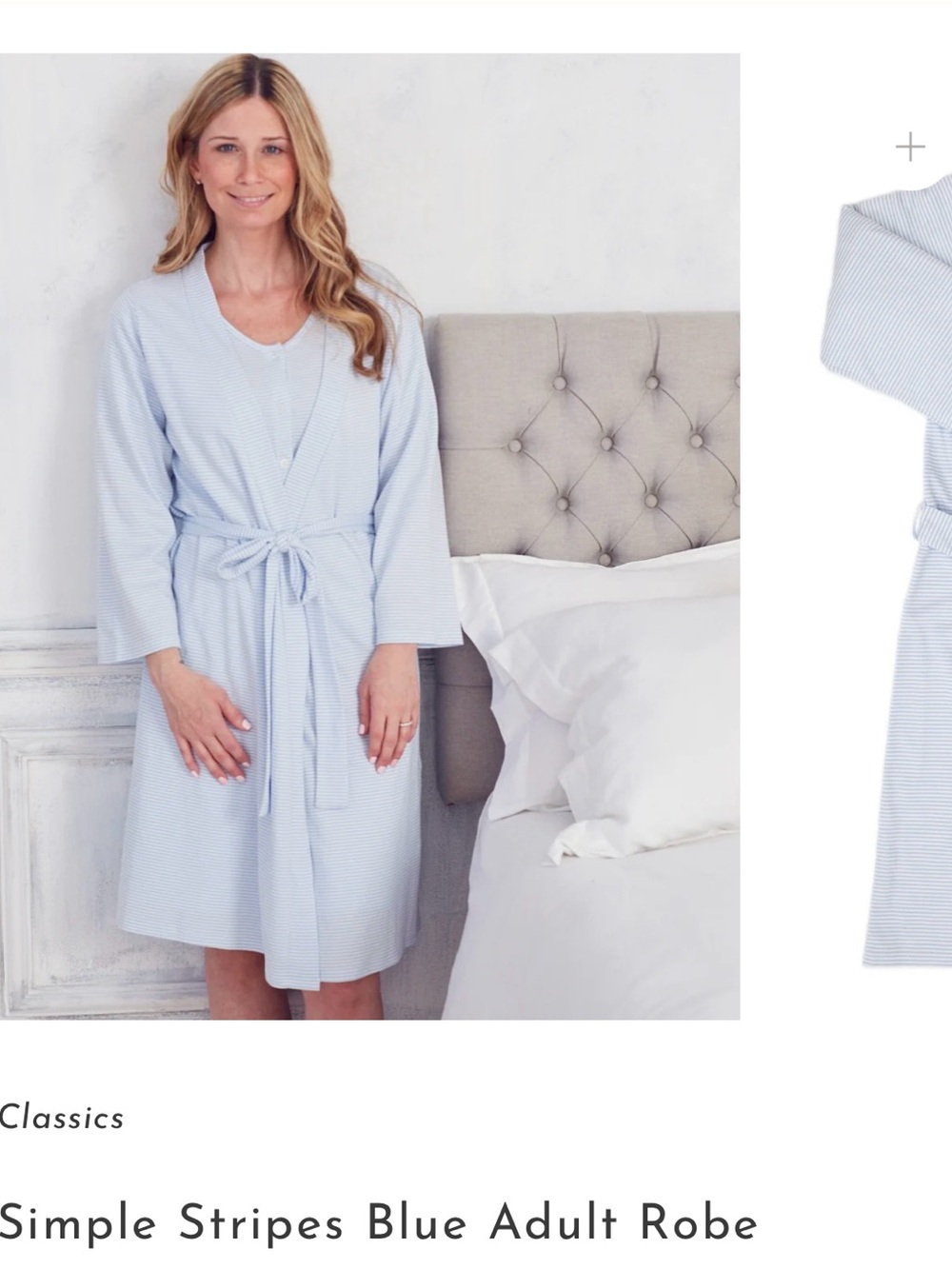Kissy Kissy Women’s Large Light Blue Stripe Robe and nightgown set